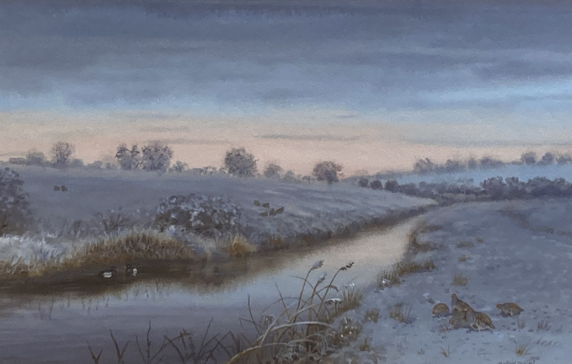 Richard Robjent (b. 1937), watercolour and gouache on paper, 'The River Glauen in Winter', signed, 22.5 x 33.5cm